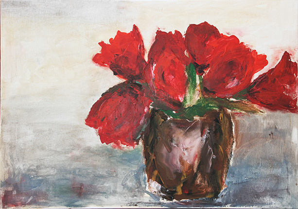 Rote Blumen  
Acryl auf Leinwand  
70 x 50 cm