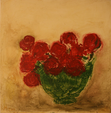 Rote Rosen  
Acryl auf Leinwand  
60 x 60 cm